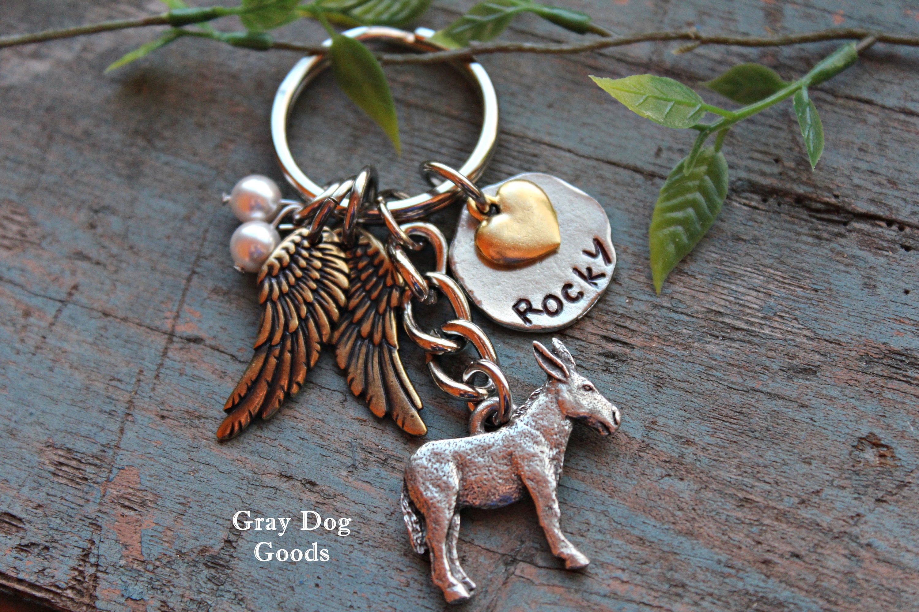 Donkey Memorial Key Chain, Pet Memorial Key Chain, Donkey Key Chain ...