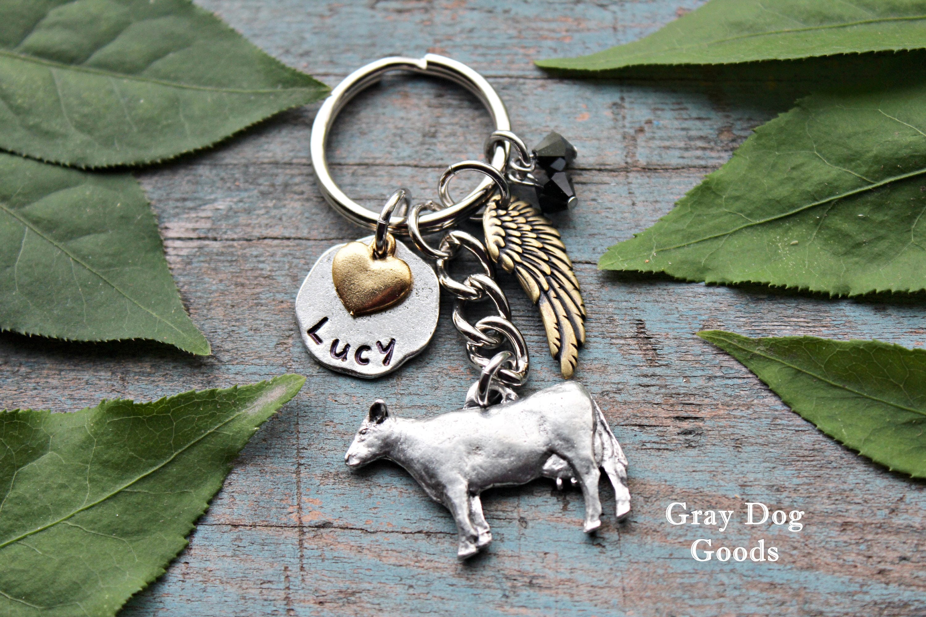 Cow Memorial Key Chain Pet Memorial Key Chain Cow Key Chain Etsy