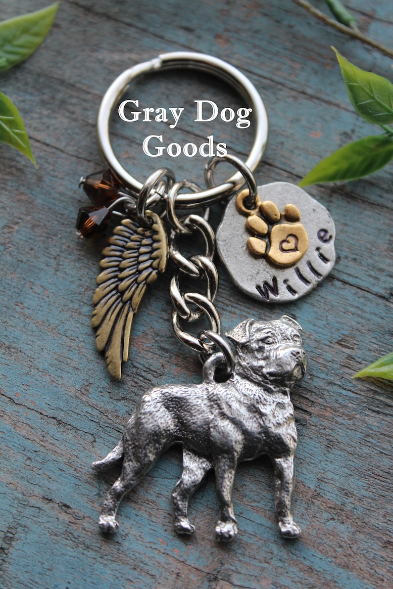American Bulldog Memorial Key Chain Pet Memorial Key Chain Etsy