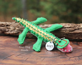 Alligator Ornament, Hand-Stitched Limited Edition Felt Ornament