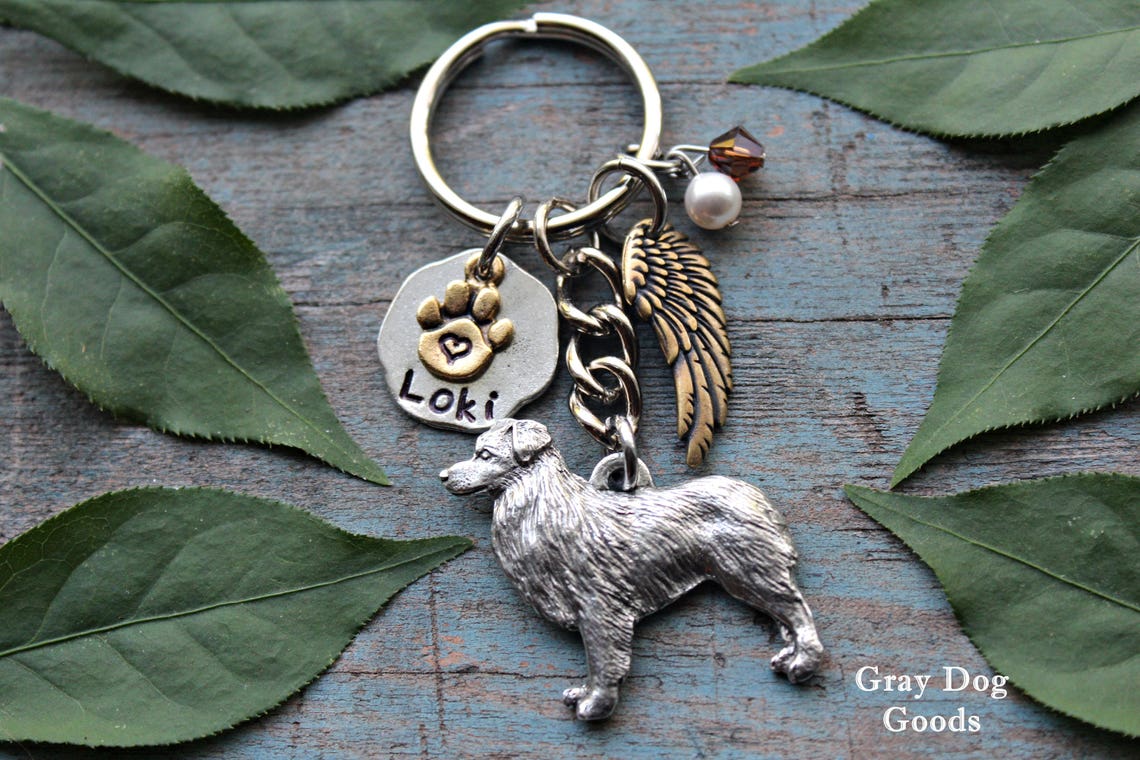 Australian Shepherd Memorial Keychain Pet Memorial Keychain Etsy