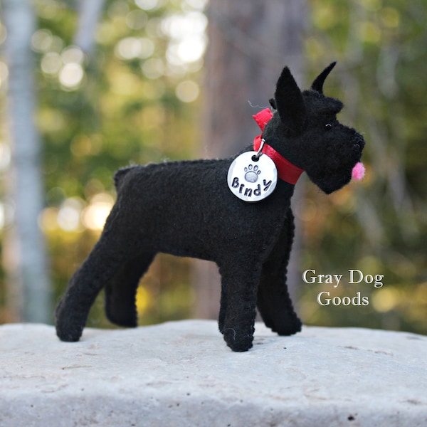 Giant Schnauzer Ornament, Personalized Dog Ornament, Hand-Stitched Limited Edition Felt Dog Ornament