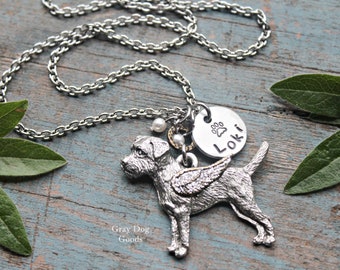 Border Terrier Angel Necklace, Border Terrier Sympathy Gift