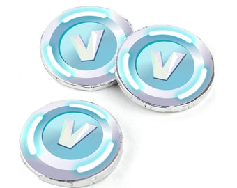 60 v buck stickers v buck chocolate coin round 1 5 inch stickers just peel and stick - fortnite v bucks printable