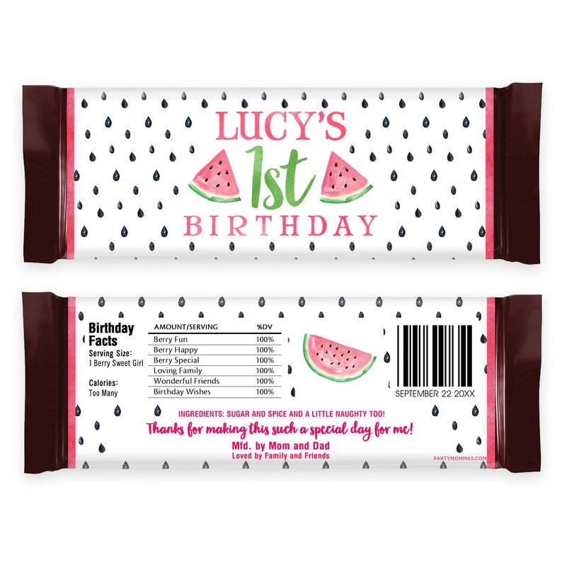 One in a Melon Candy Wrappers Watermelon Theme First Birthday | Etsy