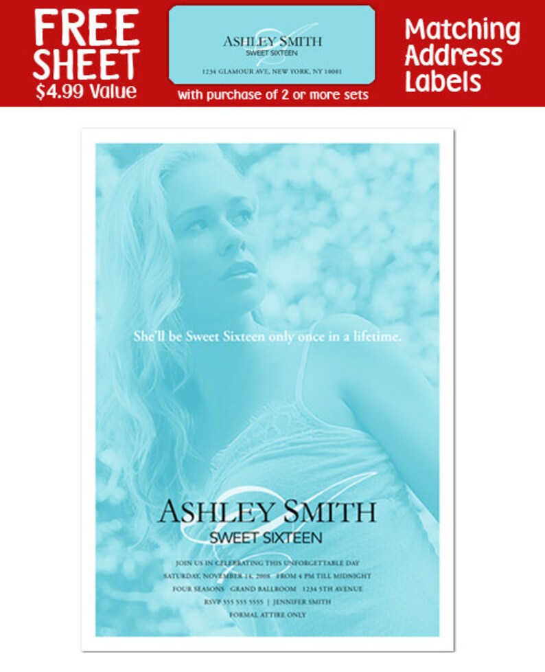 Sweet Sixteen Tiffany Blue Invitations Sweet 16 Invites With Etsy