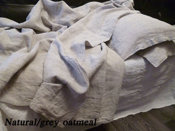 Natural Linen Set 2 Pillowcases Duvet Cover Natural Flax Linen | Etsy