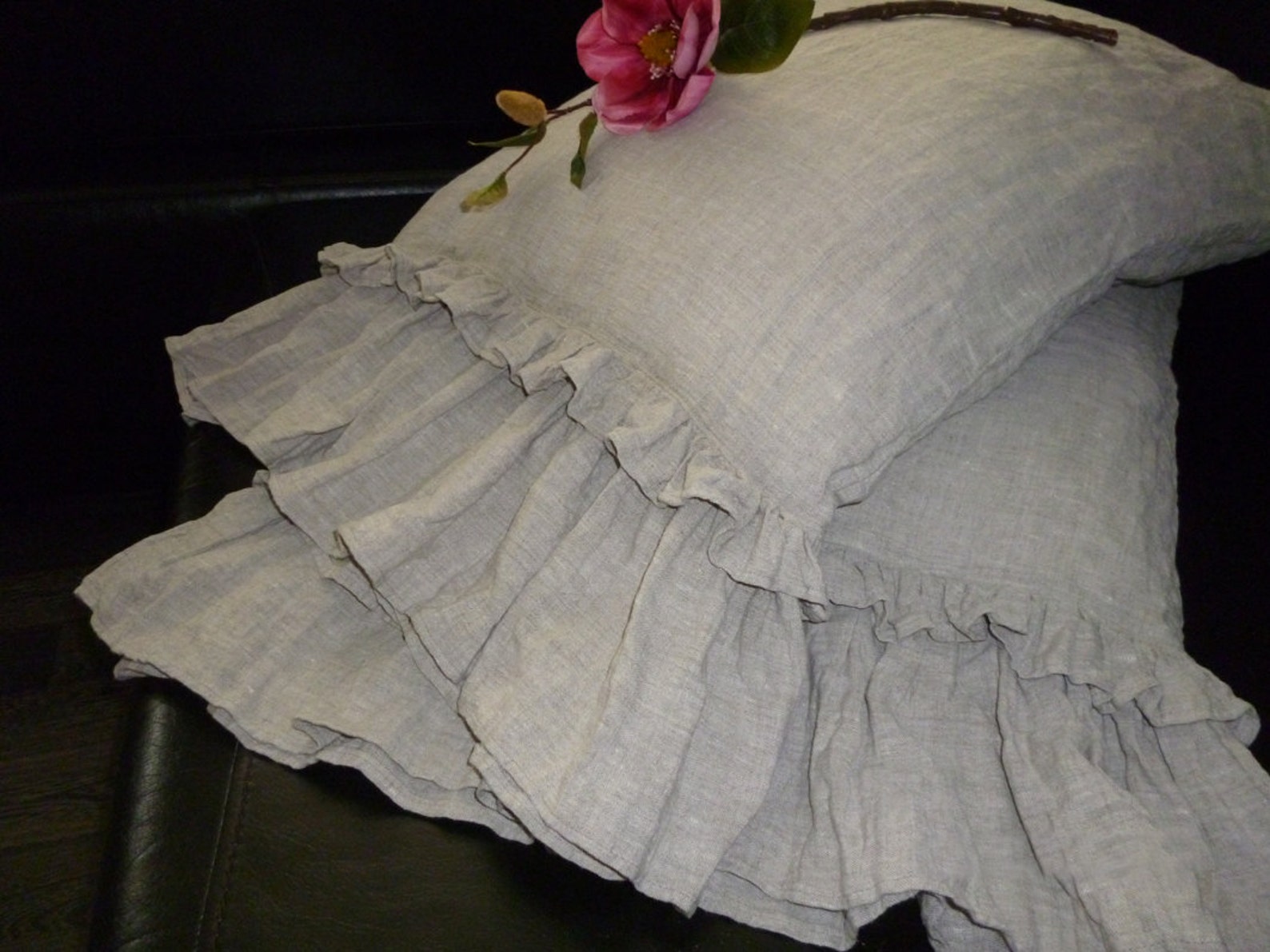Linen Pillow Sham Pillowcase with ruffles Natural Linen Pillow Etsy