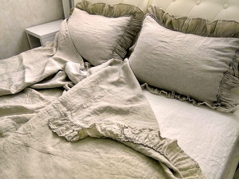 Ruffle LINEN PILLOWCASE With Ruffles on each sides Ruffled | Etsy