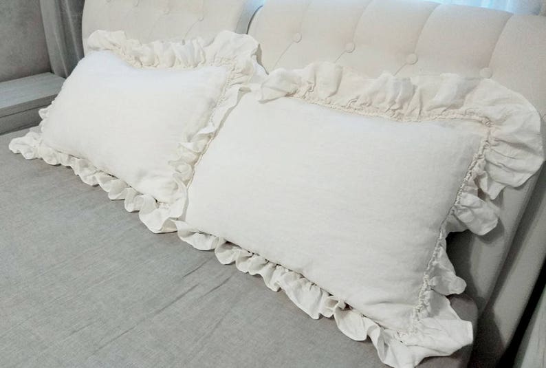 Ruffle LINEN PILLOWCASE With Ruffles on each sides Ruffled | Etsy