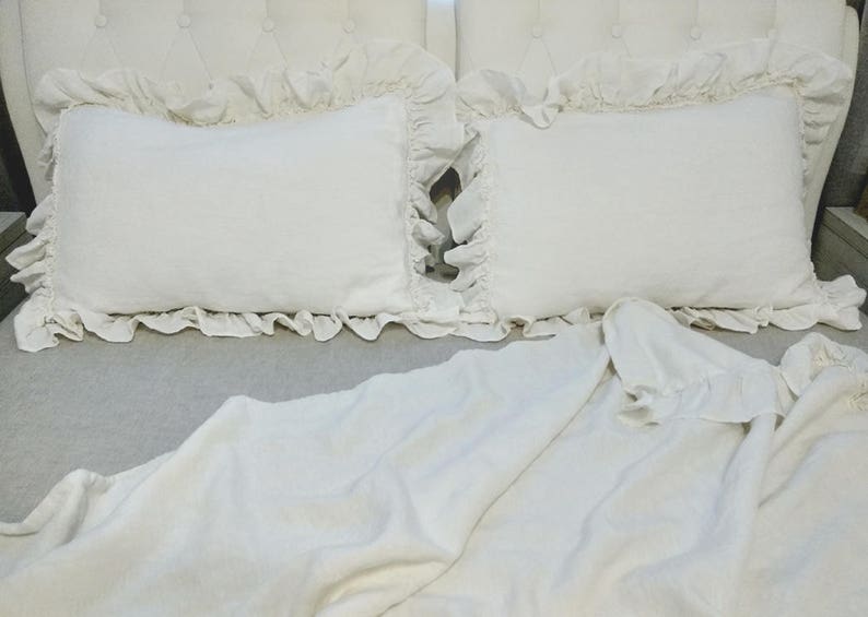 Ruffle LINEN PILLOWCASE With Ruffles on each sides Ruffled Etsy