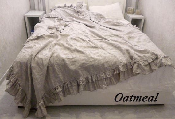 Linen Duvet Cover Linen Ruffled Duvet Cover With Ruffles Linen Etsy