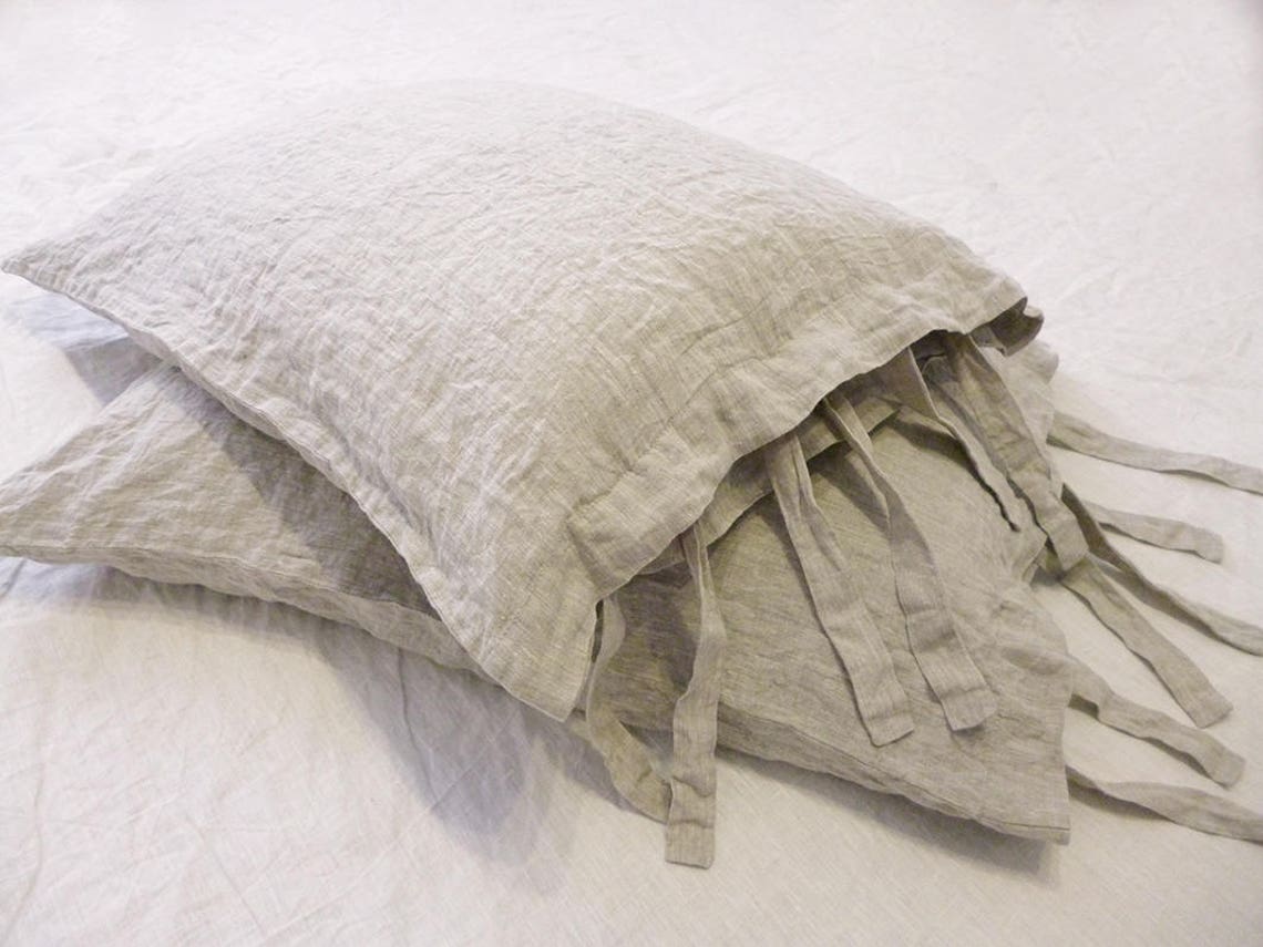 Linen Pillow Sham with ties white sham linen bedding gray sham Etsy