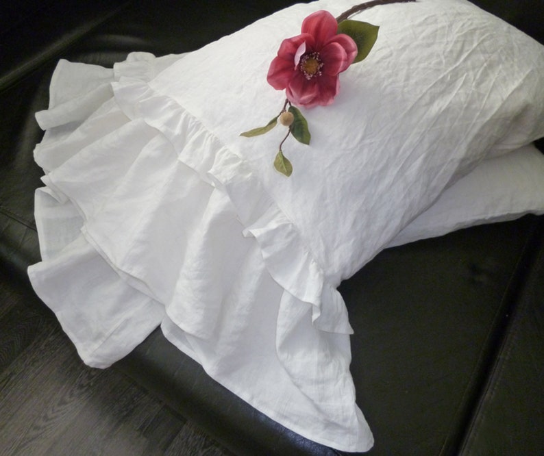 Linen Pillow Sham Pillowcase with ruffles Natural Linen Pillow Etsy