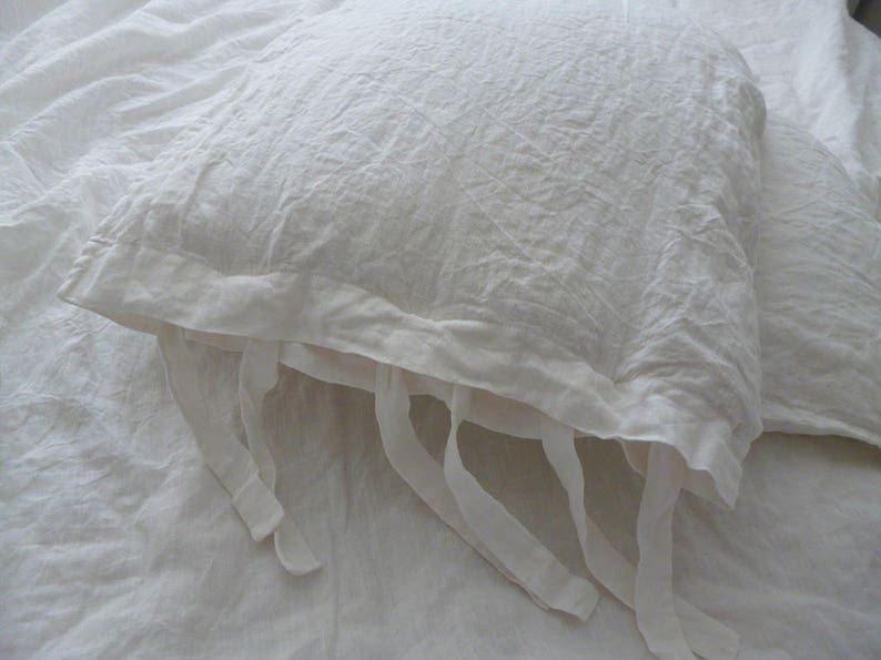 Linen Pillow Sham with ties white sham linen bedding gray sham Etsy