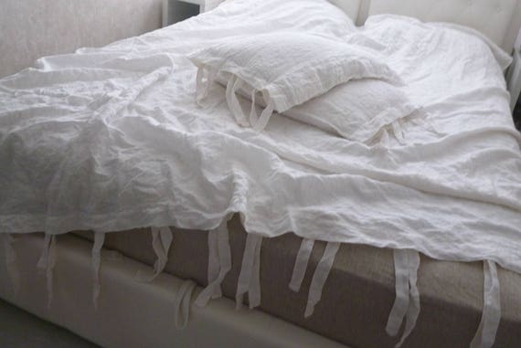 Linen Duvet Cover With Ties Duvet Cover Bottons Closure Gray Etsy