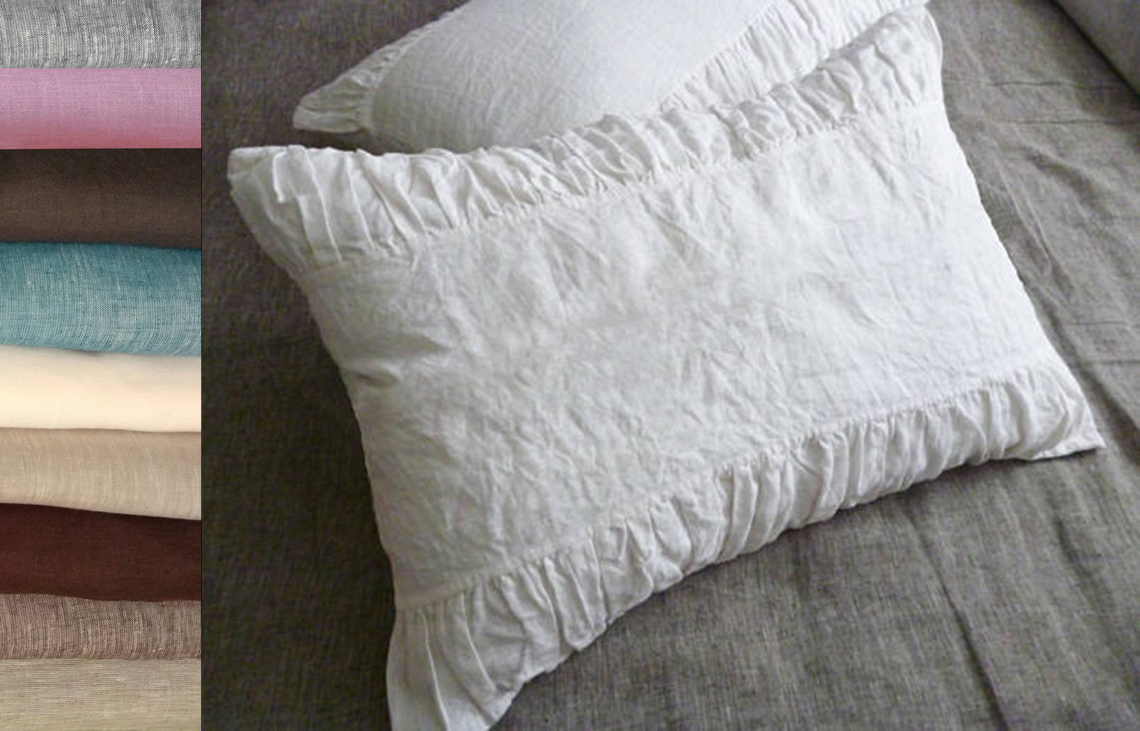 Linen Pillow Sham White Natural Gray Standard Queen King Euro Etsy