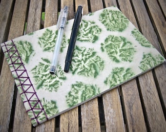 Sketchpad, Sketchbook, Notebook, Notepad, Soft-cover book, Stab-bound book - Green Hexagon Paper Pattern