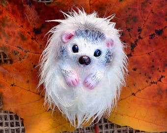 Ivory hedgehog. OOAK Handmade Fantasy Creature art doll.