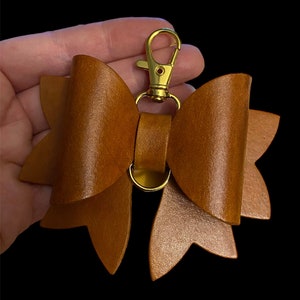 Real Natural Tanned Vachetta Leather Luxury Handbag Bow Accessory Charm