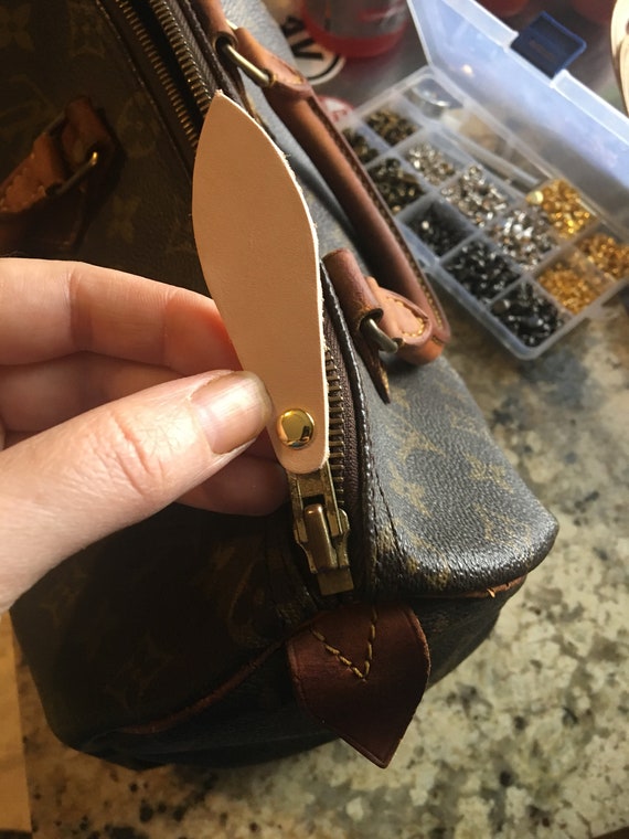 Real Natural Vachetta Leather Luxury Handbag Zipper Pull 