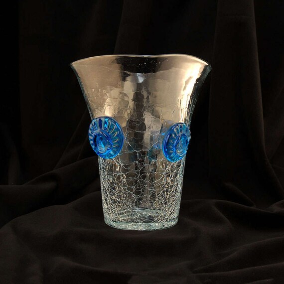 Blenko C439 Sl Pre Designer Clear Crackle Glass Vase With Etsy