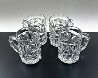 4 Vintage Tiffany "Rock Cut" Crystal Beer Mugs; Set of Four (4)