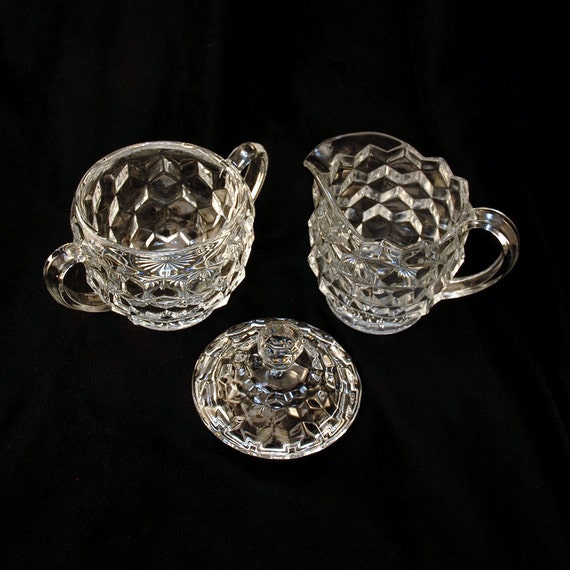 Vintage Fostoria Crystal Glass American Pattern Creamer and