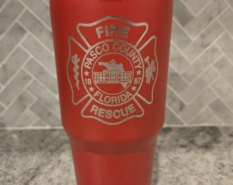 Pasco County Fire Rescue Personalized 30oz. Tumbler with Optional Handle (Local Pickup/Drop-off Only)