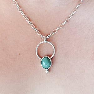 Grüner Aventurin Halskette Anhänger, Silber Anhänger, Edelstein Boho Halskette