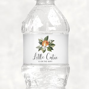 Little Cutie Baby Shower Water Bottle Labels Orange Citrus Theme Baby Shower Printable Labels Bottle Wrappers NOT Editable 0125
