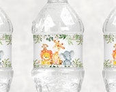 Jungle Animals Water Bottle Labels Jungle Baby Shower Safari Birthday Party Favors Printable Labels Wrappers NOT Editable A91 C76 Il_170x135