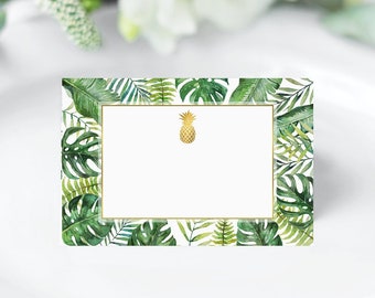 Hawaiian Luau Food Label Place Card Template Editable Buffet Food Tent Printable Tropical Palm Leaves Instant Download A85 B82 C85 W13