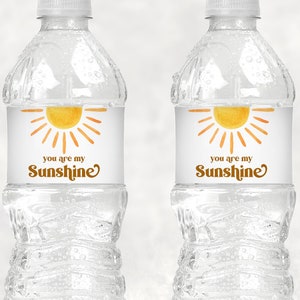 Sun Water Bottle Label Sun Baby Shower You Are My Sunshine Birthday Printable Bottle Wrapper NOT Editable 0118