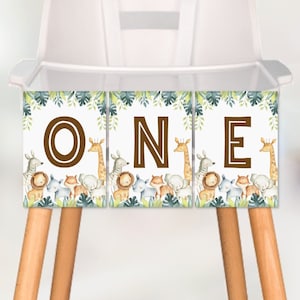 Dschungel Safari Hochstuhl Banner 1. Geburtstag Wild One Geburtstag erster Geburtstag Party Dekoration Hochstuhl Banner Printable NICHT bearbeitbar 0129