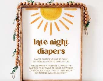 Sunshine Sun Baby Shower Late Night Diapers Sign Diaper Messages 0118