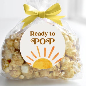Sunshine Ready To Pop Adesivi You Are My Sunshine Here Comes The Sun Baby Shower Popcorn Bag Tag favore stampabile NON modificabile 0118