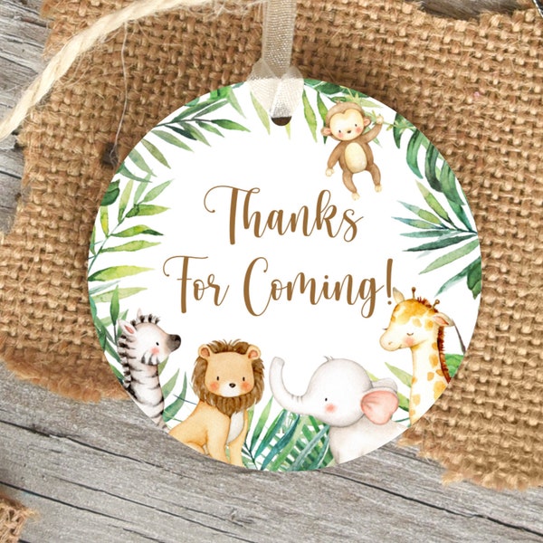 Jungle Baby Shower Favor Tags Safari Baby Shower Birthday Jungle Animals Thank You Tags Stickers Labels Printable NOT Editable A95 C94