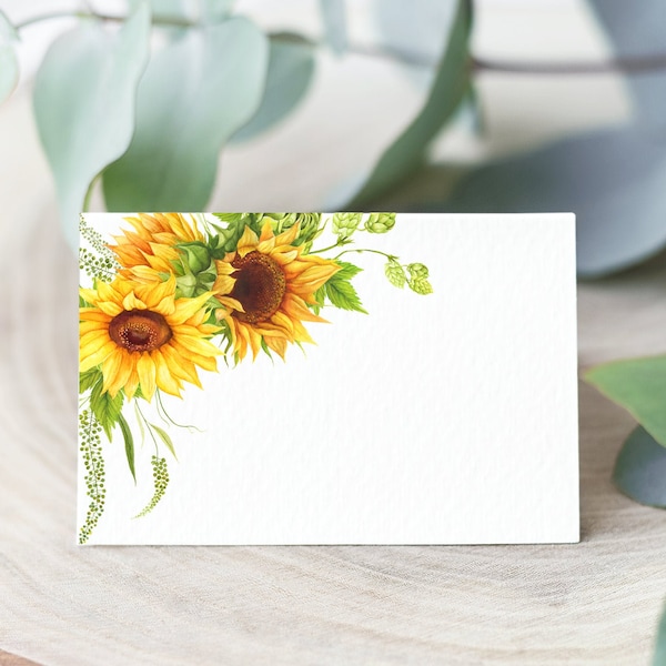 Sunflower Food Label Food Tent Cards Place Card Printable 100% Editable Buffet Card Template Instant Download A70 B79 C79 W8