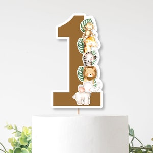 PRINTABLE Jungle Number 1 Cake Topper Jungle First Birthday Cake Topper Safari Birthday Number 1 Topper NOT Editable 0127