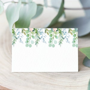 Boho Food Label Name Tent Cards Eucalyptus Place Card 100% Editable Buffet Card Template Boho Chic Shower Printable Instant Download B85 C73