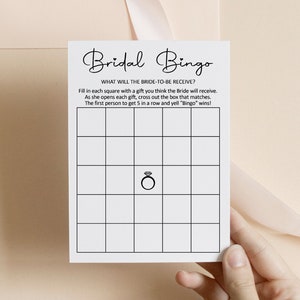 Bruids bingokaarten bruids douche bingo vrijgezellenfeest spel afdrukbare minimale kraftpapier rustiek bosachtig modern zwart wit NIET bewerkbaar B3 afbeelding 3