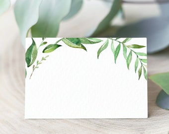 Modèle de marque-place pour étiquette de nourriture verdure 100 % modifiables Cartes de tente de nourriture pour buffet botanique modifiables Téléchargement instantané imprimable B76 C75