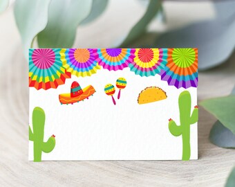 Fiesta Food Label Editable Buffet Food Tent Place Card Template Printable Taco Cactus Mexican Theme Instant Download C36