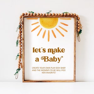 Sun Baby Shower Let's Make A Baby Game Sign Here Comes The Sun Retro You are My Sonshine Boho Baby Shower Game Printable NOT Editable 0118