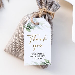 Editable Thank You Tag Greenery Wedding Bridal Shower Baby Shower Favor Tag Template Printable Corjl 0133