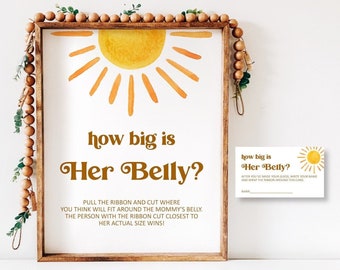 Sun Baby Shower Guess How Big Is Mommy's Belly Game Here Comes The Son You are My Sunshine Baby Shower Game Printable NOT Editable 0118