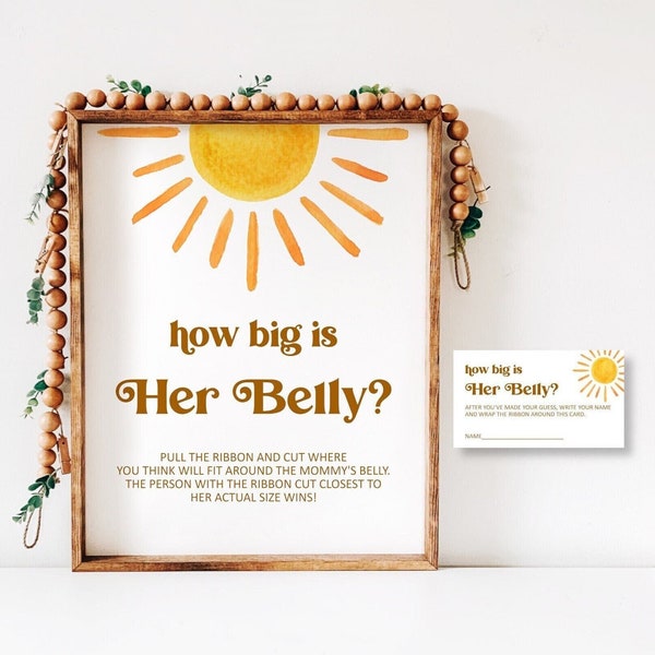 Sun Baby Shower Guess How Big Is Mommy's Belly Game Here Comes The Son You are My Sunshine Baby Shower Game Printable NOT Editable 0118