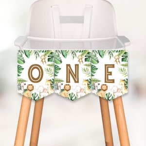 Jungle Safari High Chair Banner 1st Birthday Wild One Birthday First Birthday Party Decor Highchair Banner Printable NOT Editable A95