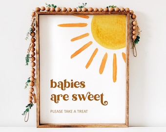 Sun Baby Shower Babies Are Sweet Sign You Are My Sunshine Retro Here Comes The Sun Baby Shower Decor Printable NOT Editable C12